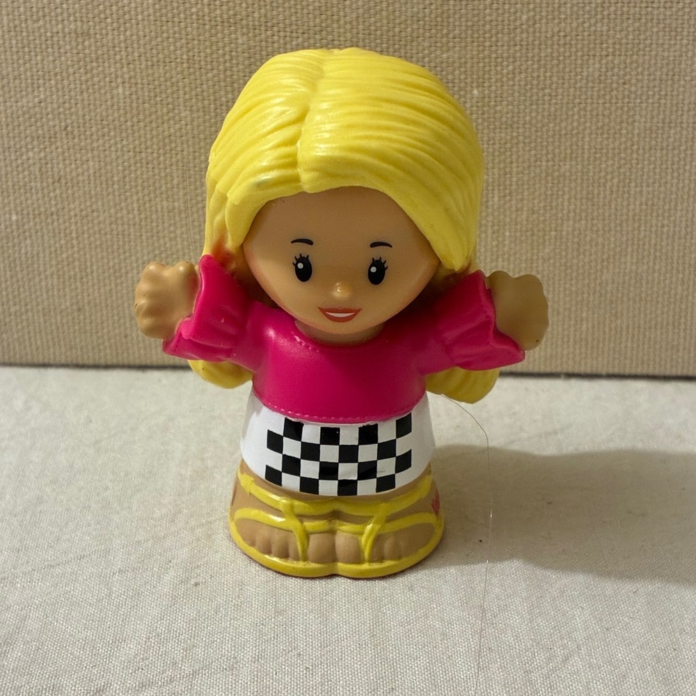 Fisher-Price Little People Barbie Figure Pink Top Checkered‎ Skirt Blonde Hair